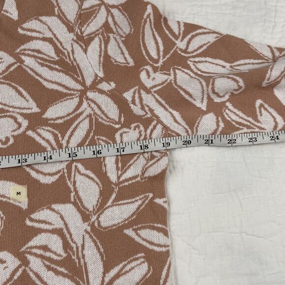 NWT Loft 100% Cotton Leaf Design Tan Cardigan size Medium - Picture 6 of 7